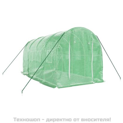 Оранжерия със стоманена рамка зелена 8 м² 4x2x2 м