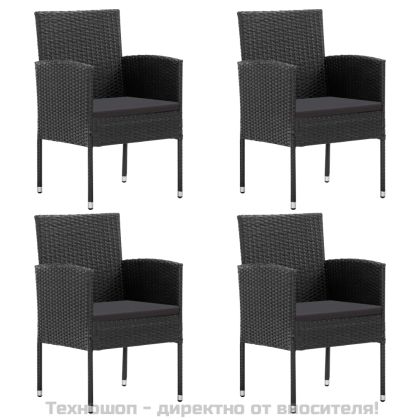 Градински трапезен комплект 5 части черен полиратан и стомана