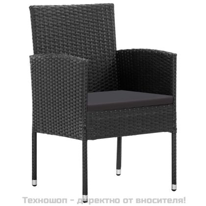 Градински трапезен комплект 5 части черен полиратан и стомана