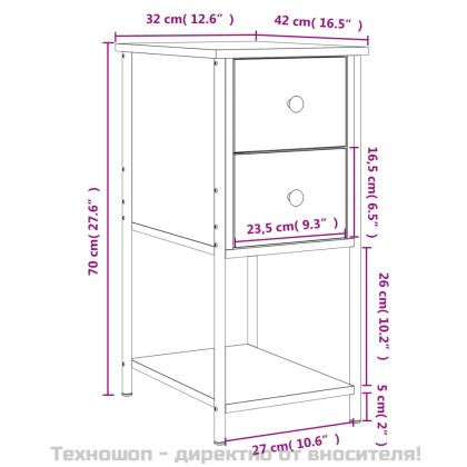 Нощни шкафчета, 2 бр, сонома дъб, 32x42x70 см, инженерно дърво