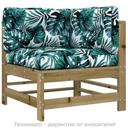 Градински лаундж комплект 6 части с възглавници импрегниран бор