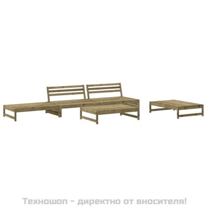 Градински лаундж комплект 5 части с възглавници импрегниран бор