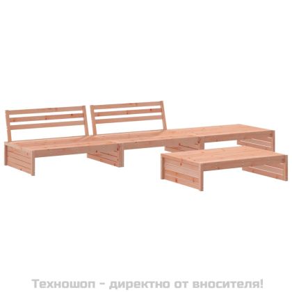 Градински комплект с възглавници, 4 части, дугласко дърво масив