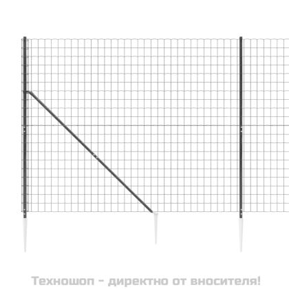 Ограда от телена мрежа с шипове, антрацит, 1,6x10 м