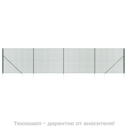 Ограда от телена мрежа с шипове, зелена, 2x10 м