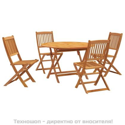 Градински трапезен комплект от 5 части, акациево дърво масив