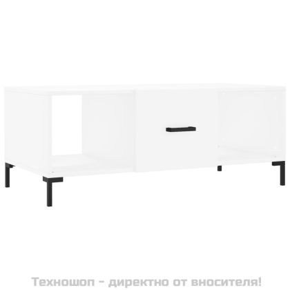 Маса за кафе, бяла, 102x50x40 см, инженерно дърво