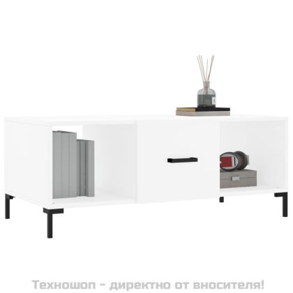 Маса за кафе, бяла, 102x50x40 см, инженерно дърво