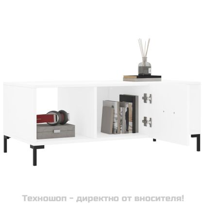 Маса за кафе, бяла, 102x50x40 см, инженерно дърво