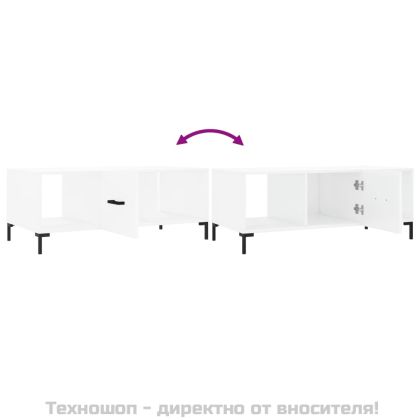 Маса за кафе, бяла, 102x50x40 см, инженерно дърво
