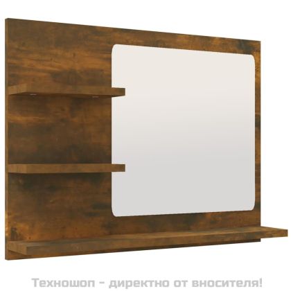 Огледало за баня, опушен дъб, 60x10,5x45 см, инженерно дърво