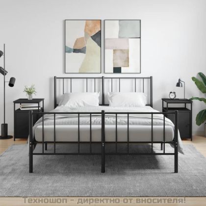 Нощни шкафчета, 2 бр, черни, 40x42x60 см, инженерно дърво