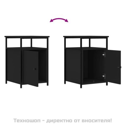 Нощни шкафчета, 2 бр, черни, 40x42x60 см, инженерно дърво