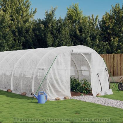Оранжерия със стоманена рамка бяла 42 м² 14x3x2 м