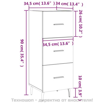 Сайдборд, сив сонома, 34,5x34x90 см, инженерно дърво