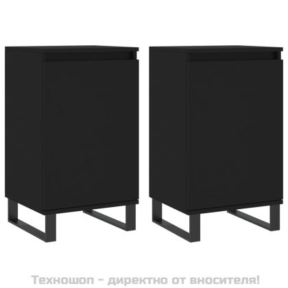 Бюфети, 2 бр, черни, 40x35x70 см, инженерно дърво