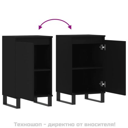 Бюфети, 2 бр, черни, 40x35x70 см, инженерно дърво