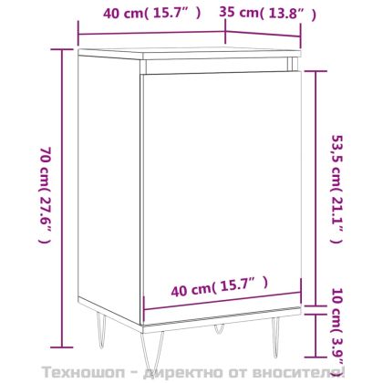 Бюфет опушен дъб 40x35x70 см инженерно дърво