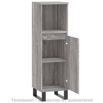 Шкаф за баня, сив сонома, 30x30x100 см, инженерно дърво