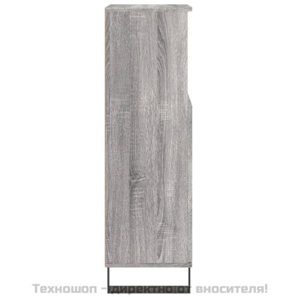 Шкаф за баня, сив сонома, 30x30x100 см, инженерно дърво