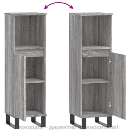 Шкаф за баня, сив сонома, 30x30x100 см, инженерно дърво