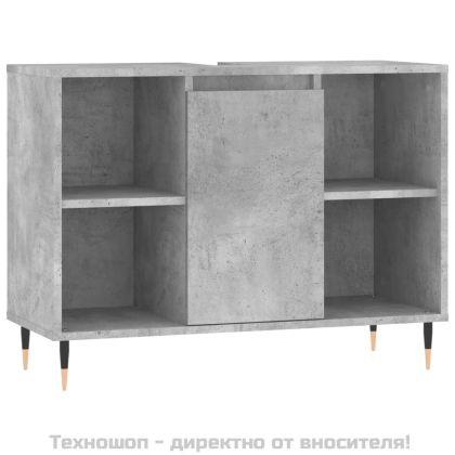 Шкаф за баня, бетонно сив, 80x33x60 см, инженерно дърво