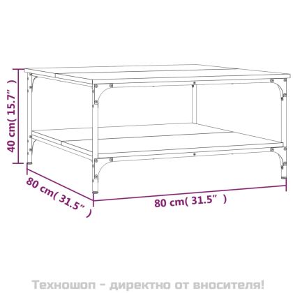 Кафе маса, черна, 80x80x40 см, инженерно дърво