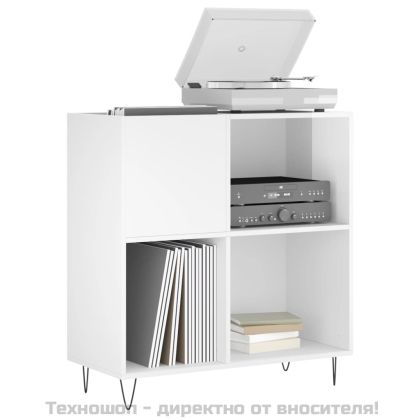 Шкаф за винилови плочи бял гланц 84,5x38x89 см инженерно дърво