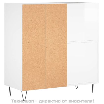 Шкаф за винилови плочи бял гланц 84,5x38x89 см инженерно дърво