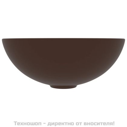 Керамична мивка за баня, тъмнокафява, кръгла
