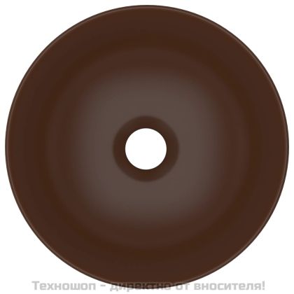 Керамична мивка за баня, тъмнокафява, кръгла