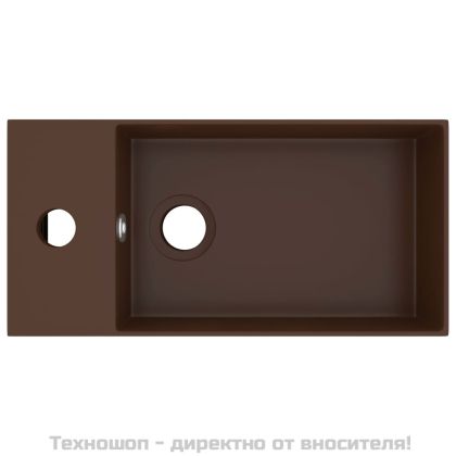 Мивка за баня с преливник, керамична, тъмнокафява