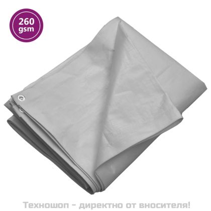 Брезент, 260 г/м², 6x8 м, сив, HDPE