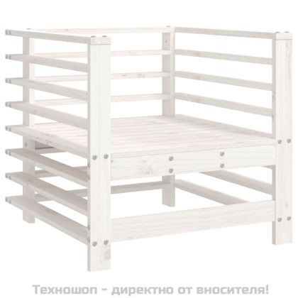 Градински столове с възглавници, 2 бр, бели, бор масив