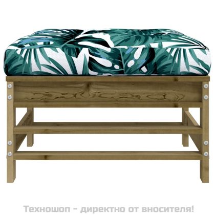 Градински табуретки с възглавници, 2 бр, импрегниран бор