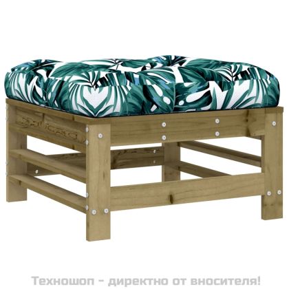 Градински табуретки с възглавници, 2 бр, импрегниран бор