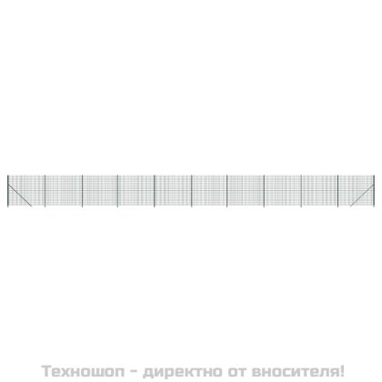 Плетена оградна мрежа с фланец, зелена, 1,4x25 м