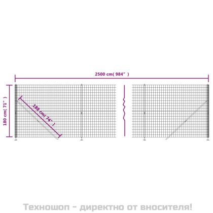 Плетена оградна мрежа с фланец, антрацит, 1,8x25 м