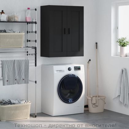 Стенен шкаф черен 69,5x34x90 см инженерно дърво