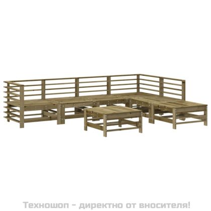 Градински лаундж комплект 7 части с възглавници импрегниран бор