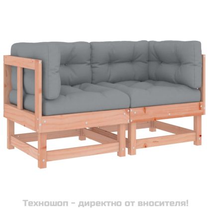 Ъглови дивани с възглавници, 2 бр, дугласко дърво масив