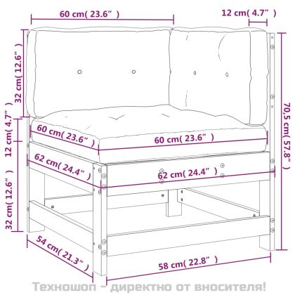 Ъглов диван с възглавници, черен, борово дърво масив