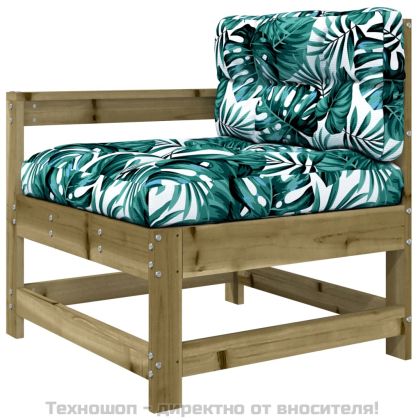 Градински стол с възглавници, импрегнирана борова дървесина