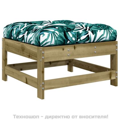 Градински табуретки с възглавници, 2 бр, импрегниран бор