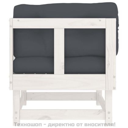 Ъглови дивани с възглавници, 2 бр, бели, борово дърво масив