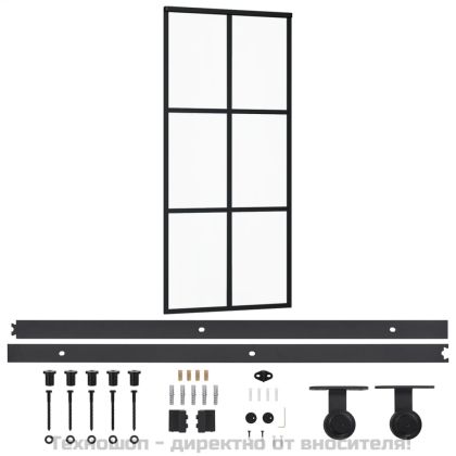 Плъзгаща се врата с механизъм, ESG стъкло и алуминий, 90x205 см