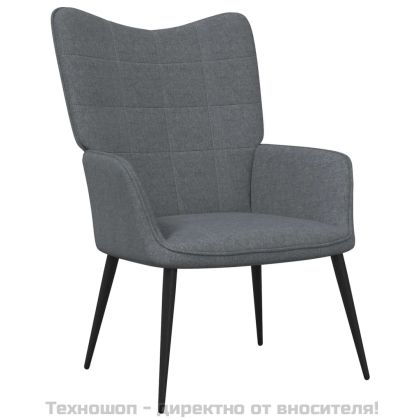 Релаксиращ стол с табуретка, тъмносив, плат