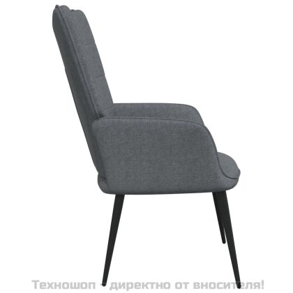 Релаксиращ стол с табуретка, тъмносив, плат