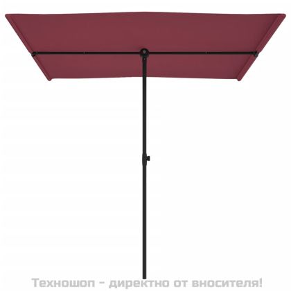 Градински чадър с алуминиев прът, 2x1,5 м, бордо червен