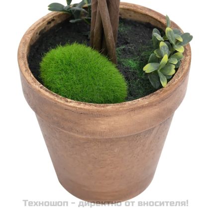 Изкуствен чемшир топки, 2 бр, със саксии, зелени, 56 см
